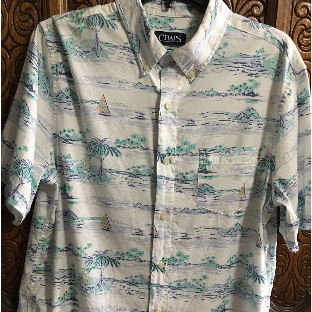 Mens Sailboat Button down and collar shirt.